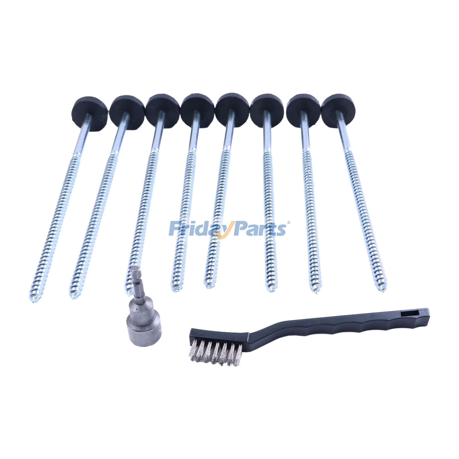 8 Pieces 12" Drillable Tent Stake With 17MM Hex Drill Adapter And Storage Bag