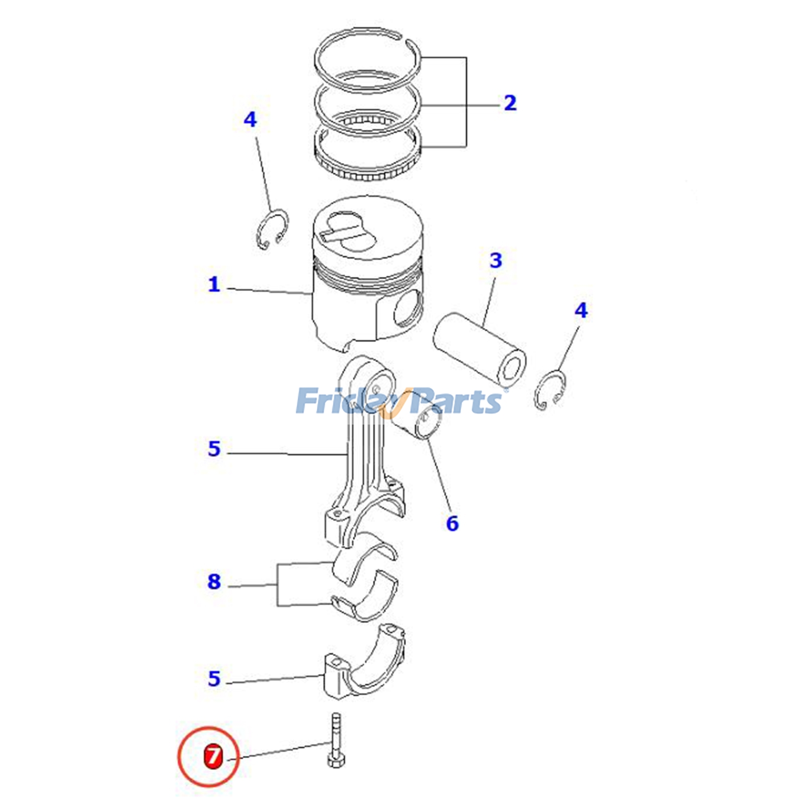 8 piezas de pernos de biela YM129900-23200 para motor Komatsu 4D92E-1 4D94E-1 Excavadora PC75R-2 PC80MR-3 Cargadora WA100M-8 Para KOMATSU