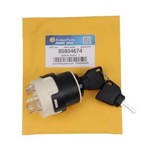 Ignition Switch With 2 Keys 85804674 for New Holland 555E 575E 655E 675E B110 B110B B115 B115B B90B B95 B95B