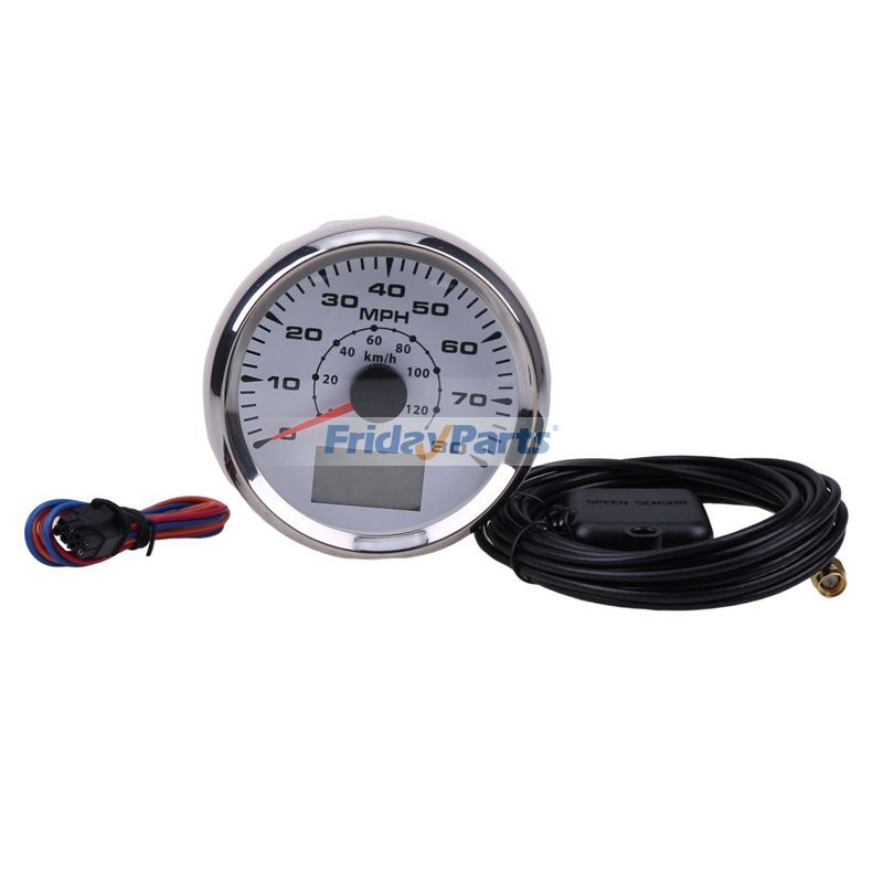 FridayParts 85mm 12V 24V Universal GPS Tachometer Kilometerzähler 80MPH 120KM/H mit ODO COG Trip 7 Hintergrundbeleuchtung