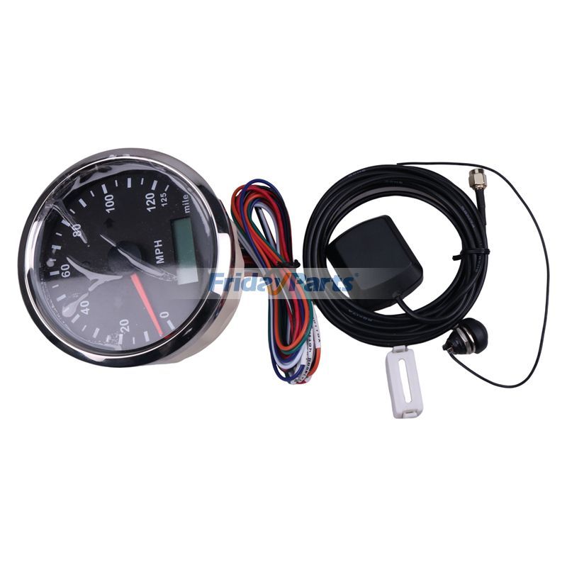 FridayParts 85MM MPH GPS Lcd-computer-geschwindigkeitsmesser-grüne 125MPH Laufleistung Einstellbar Überdrehzahl Alarm für Boot Auto