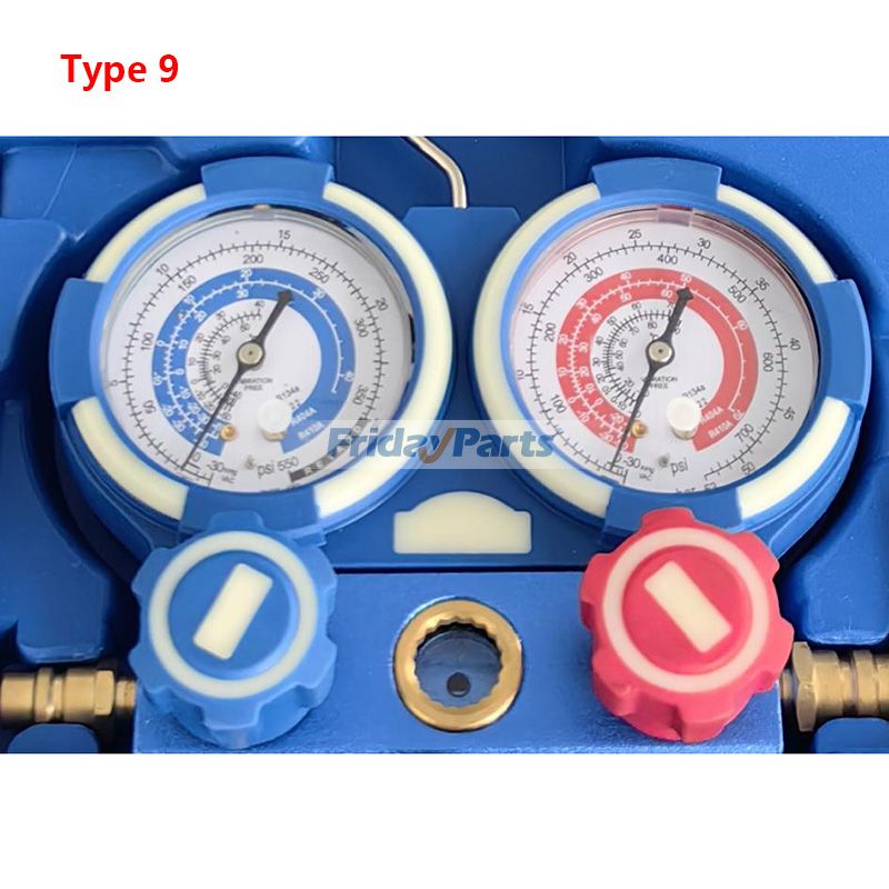 3-Wege-Klimaanlagen-Manometer-Set mit Schnellkupplung, 410-Adapter, Dosenentnahmewerkzeug und Ventileinsatzwerkzeug für Kältemittel der Typen R134A, R22 und R404A – Wartung