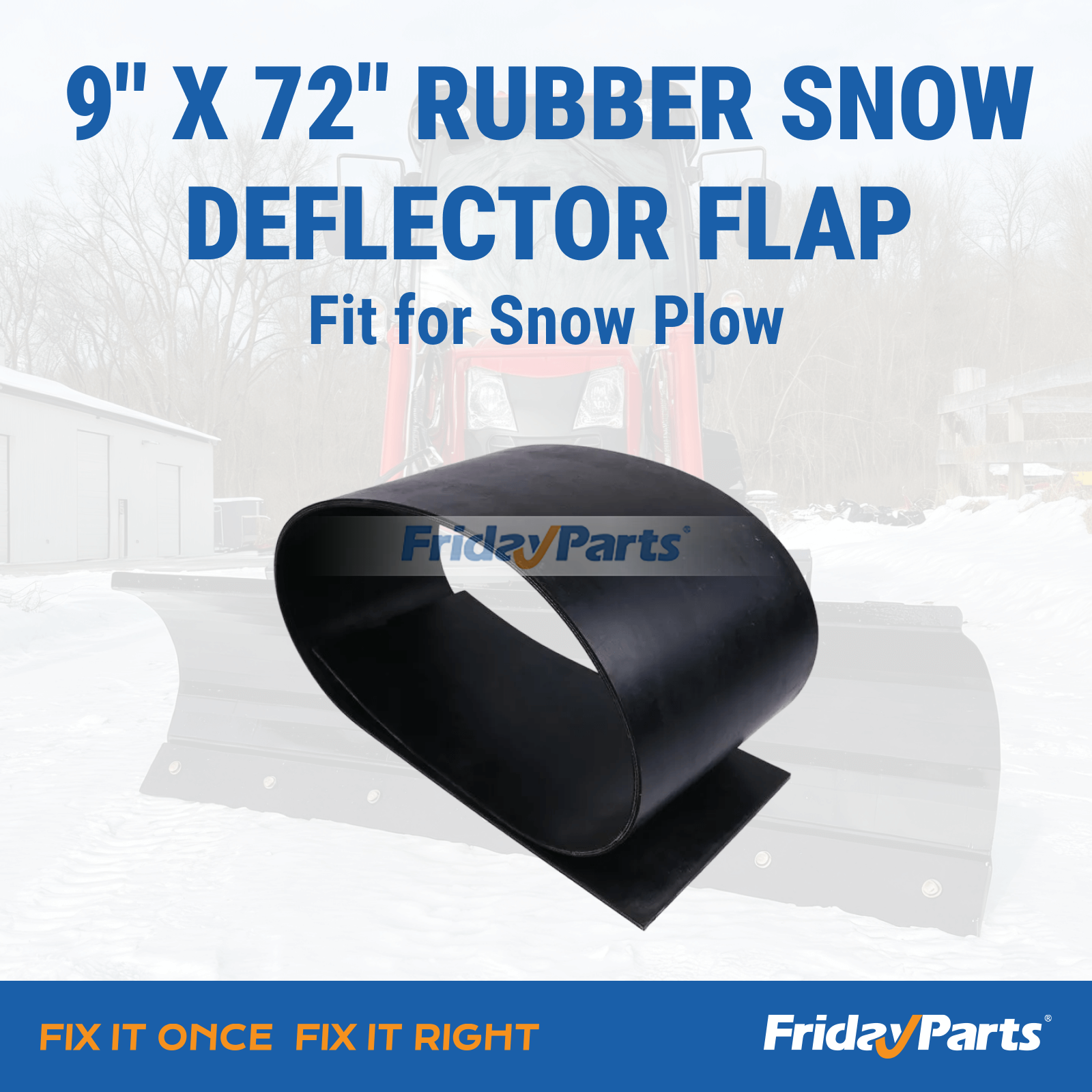 Aleta deflectora de nieve de goma de 9" x 72" para quitanieves Para OTRA MARCA