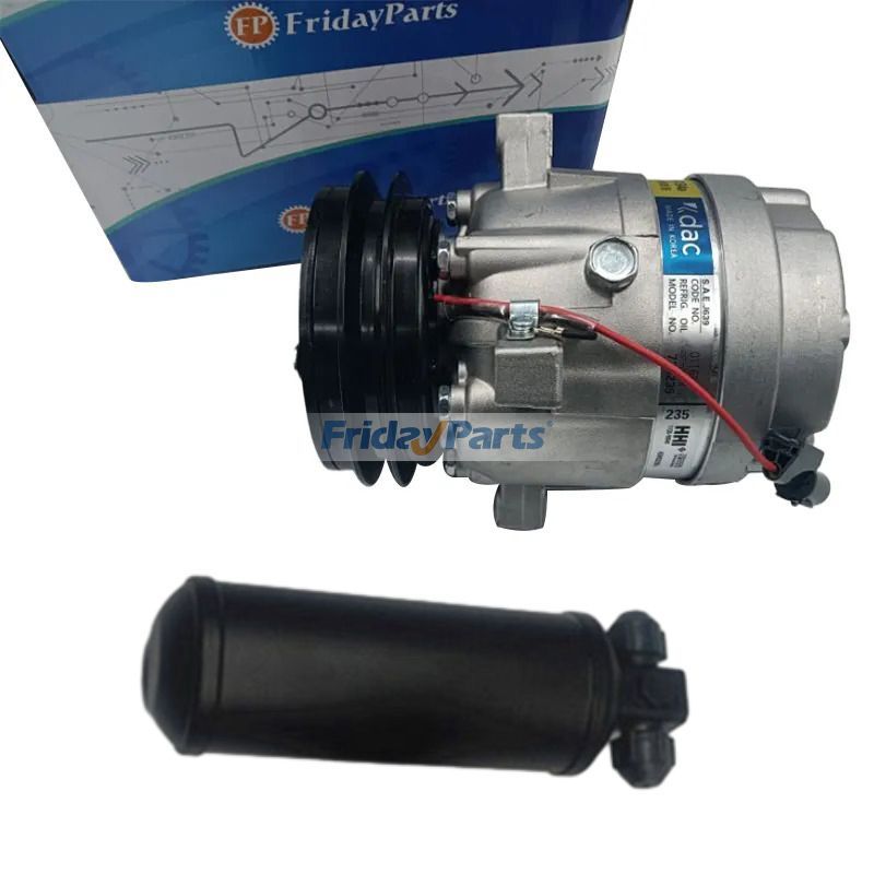 A/C Compressor 11M6-54020 & Dryer-Receiver 11M6-54040 for Hyundai Excavator R55-3 R55W-3 R95W-3 R95W3
