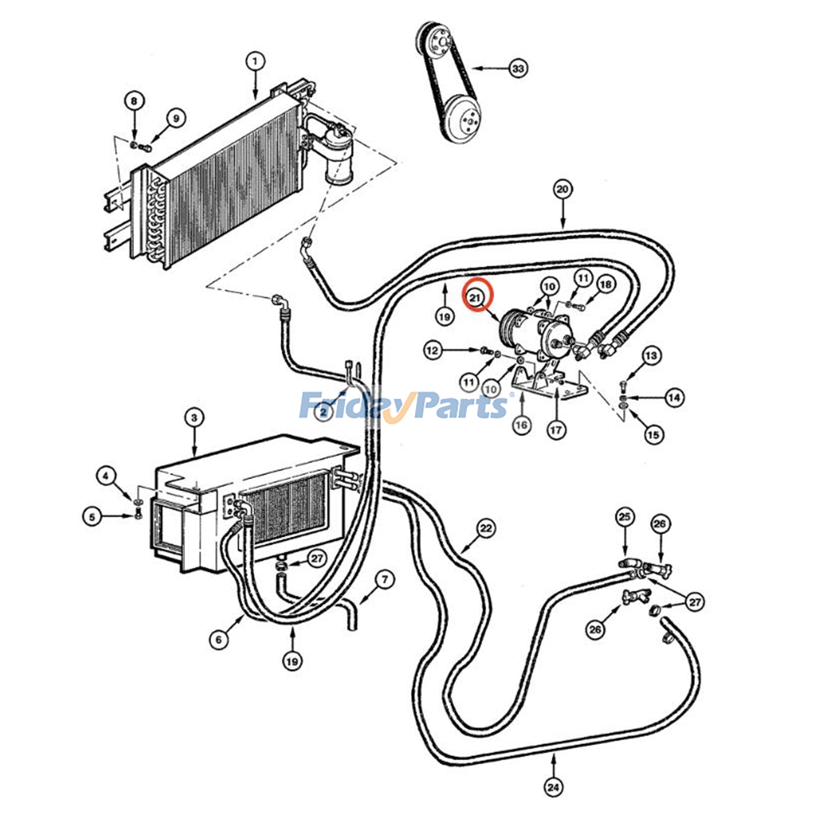 A/C Compressor for Motor Grader