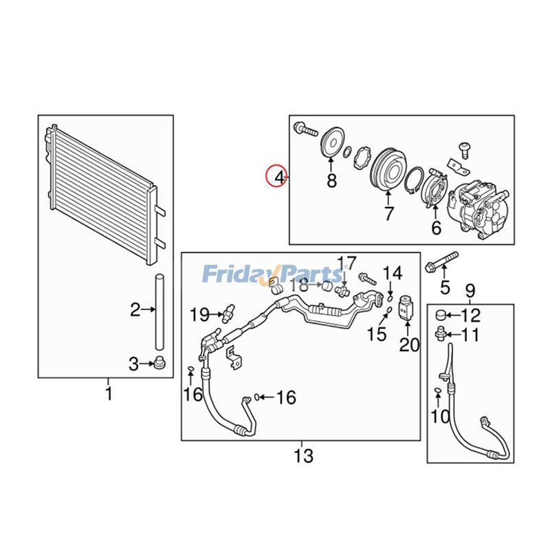 A/C Compressor Elantra 1.8L 2.0L 2011 2012 2013 for Vehicle