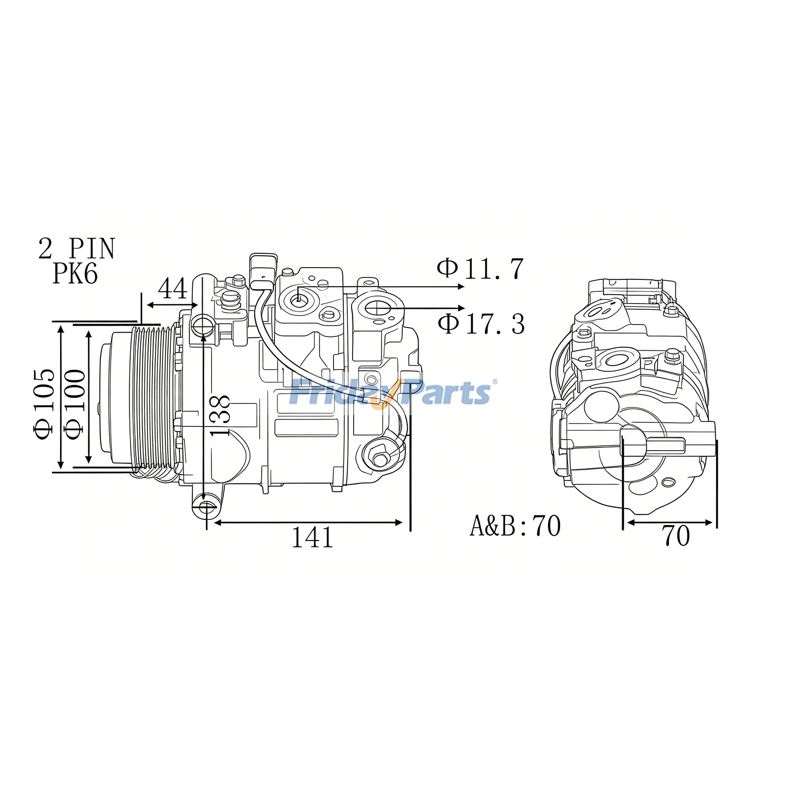 Compresor de aire acondicionado de 12 V 7SES17C 6PK 105 mm A0008307602 para Mercedes-Benz S550 S600 S650 S63 S65 S450 2016-2020 Para Denso,Para Mercedes Benz