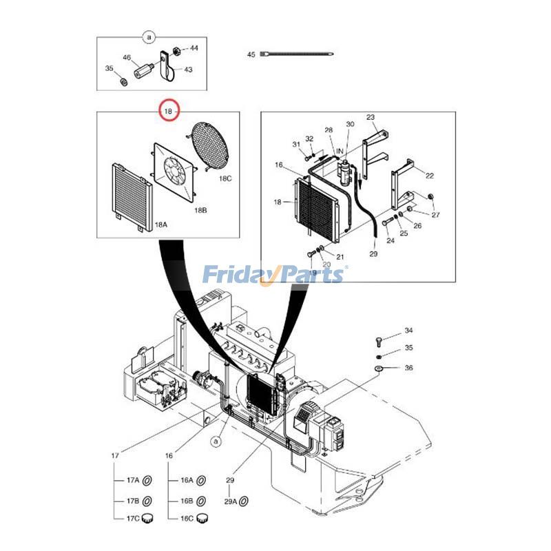 Núcleo y ventilador del condensador de aire acondicionado 2520-6004 440204-00002 para Komatsu Doosan Daewoo S150LC-7B SOLAR 130LC-V 220LC-6 290LL DL200 MEGA 200-V Para DAEWOO,Para DOOSAN,Para KOMATSU