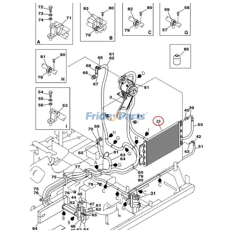 Achetez Noyau de condenseur de climatisation CX145C CX235C chez FridayParts