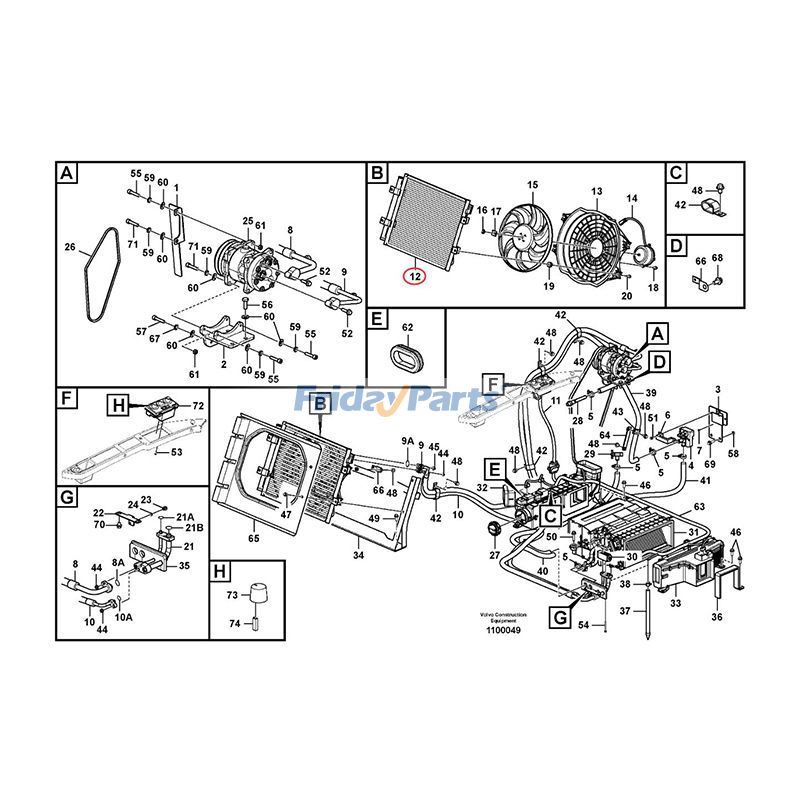 A/C Condenser Core Wheel for Excavator,Loader