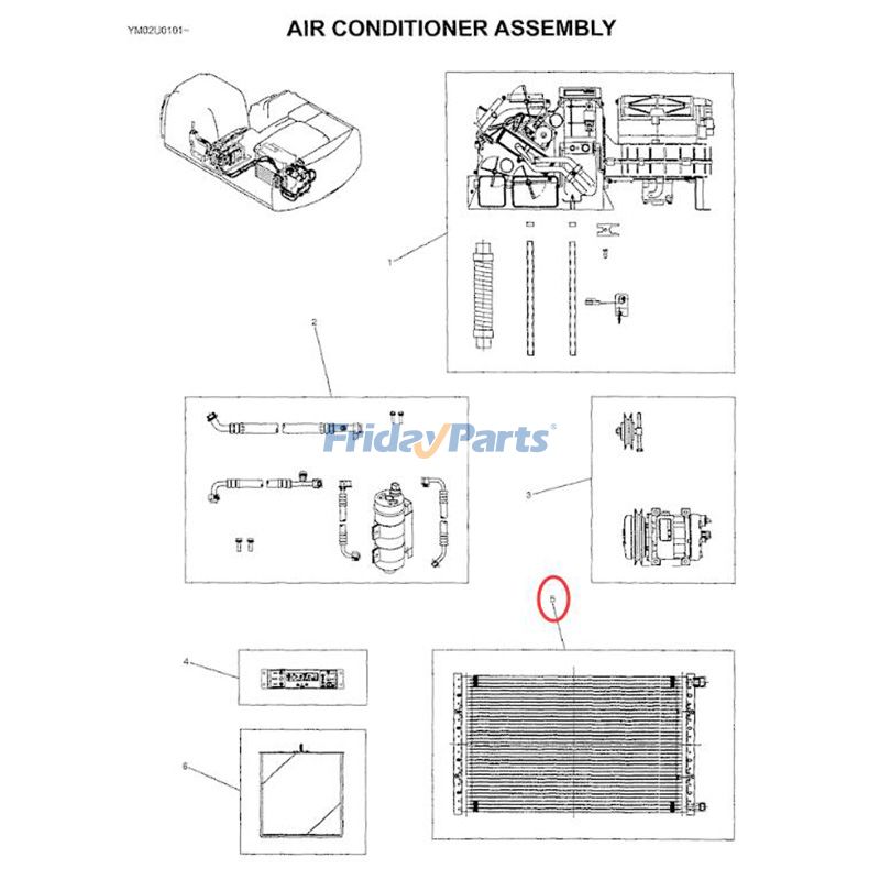 A/C Condenser Core for Excavator