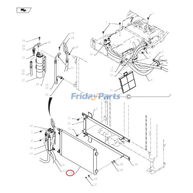 A/C Condenser Core YN20M01675P1 for New Holland Excavator E135B E135BSRLC E175B E215B E235BSR E235BSRLC E235BSRNLC for less