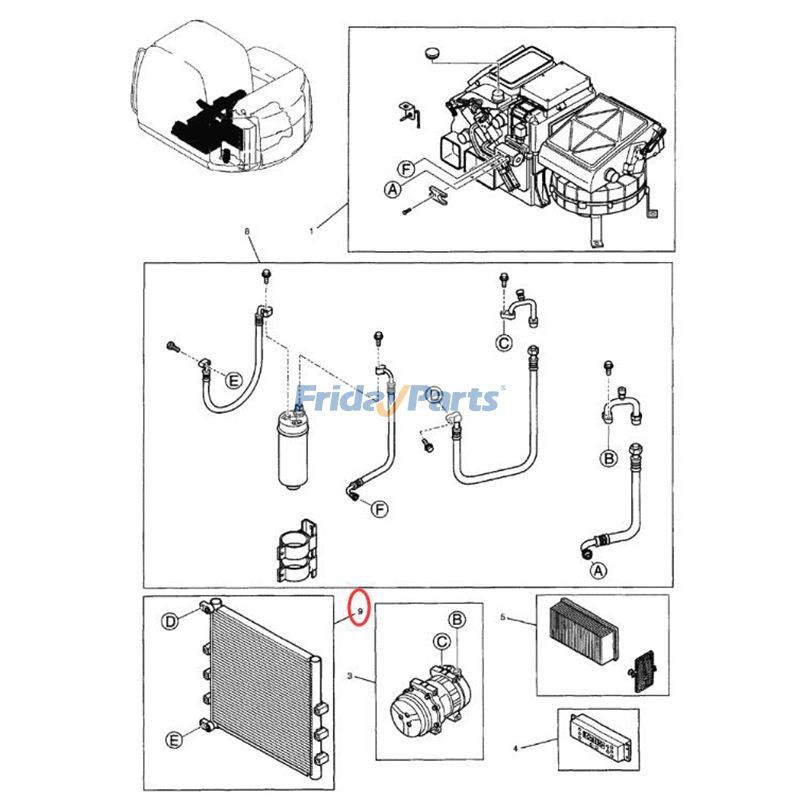 A/C-Kondensatorkern YT20M01060P1 für New Holland Bagger E70 E70SR EH70für Für New Holland