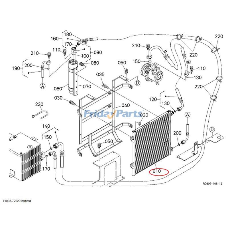 A/C Condenser T1065-72220 for Kubota Excavator KX080-3 KX121-3 KX161-3 U45-3 U50-3 for less