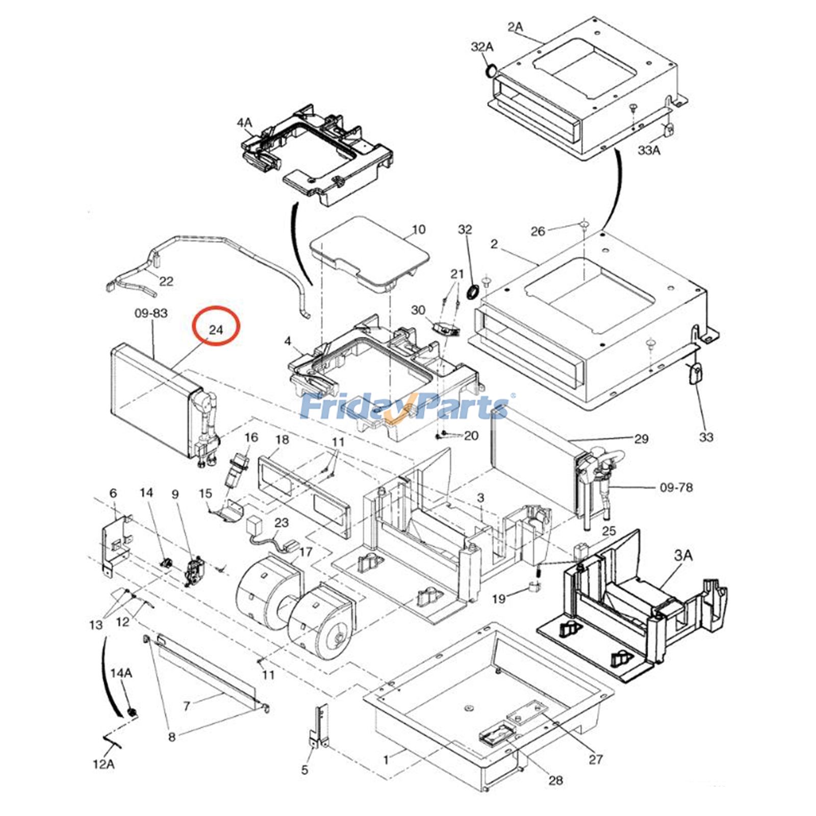 A/C Evaporator for Loader