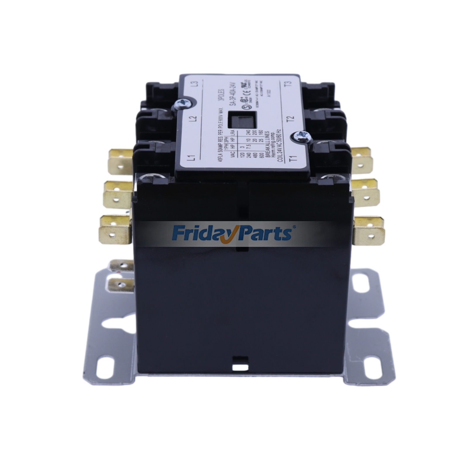 AC-Schütz für bestimmte Anwendungen, 3-polig, 40FLA, 50AMP, 600V 42-104521-12 SA-3P-40A-24V