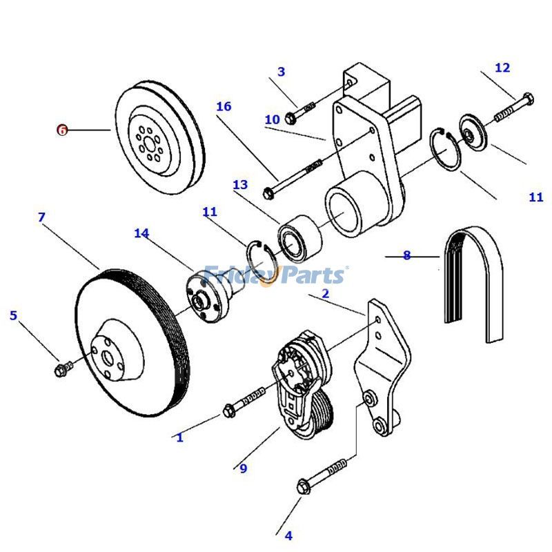FridayParts Accessory Drive Pulley 4D102E-1B 6D102-1-Z SAA6D102E-22A-8 SAA6D114E-2BB-VH PC200LL-6 PC220LL-6 PC250LC-6LE PC300LC-6LC