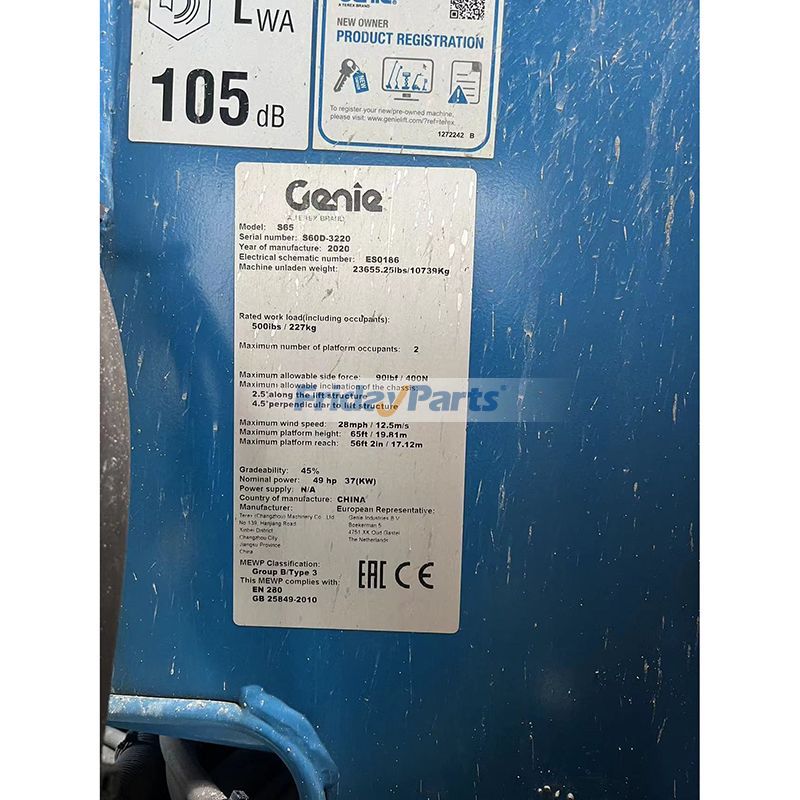 Plataforma de trabajo aérea para elevador telescópico Genie S65 2020 Número de serie S60D-3220 Para Genie