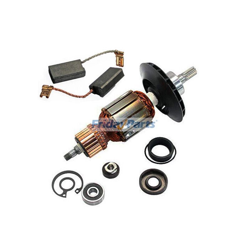 Armadura Bosch de repuesto y 2 escobillas de carbón 1619P10864 1617014138 para martillo RH540 RH540S 11240 11247 11388 11387