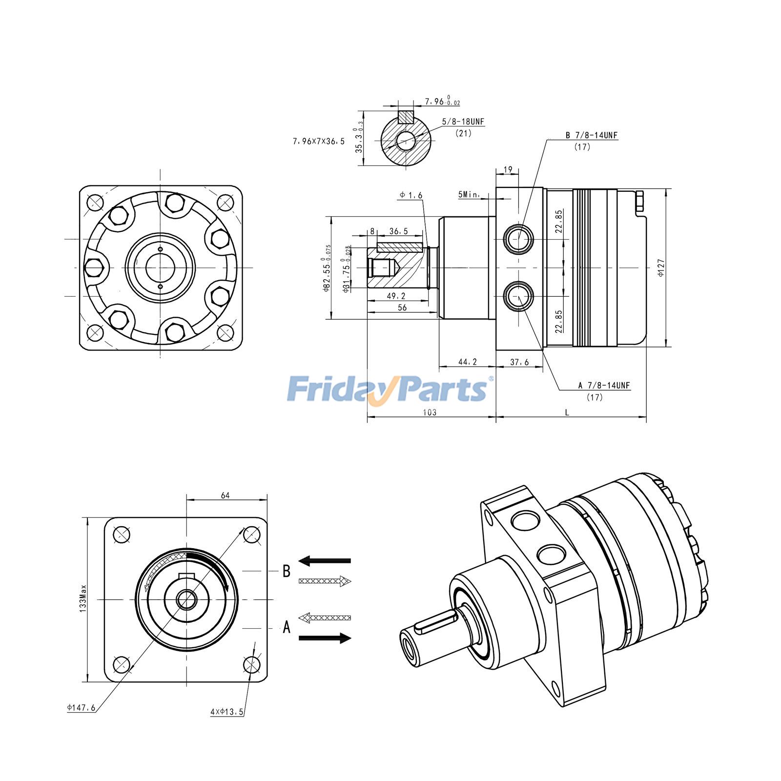 Motor hidráulico Char-Lynn 162-1212-004 de repuesto para excavadora cosechadora Para OTRA MARCA