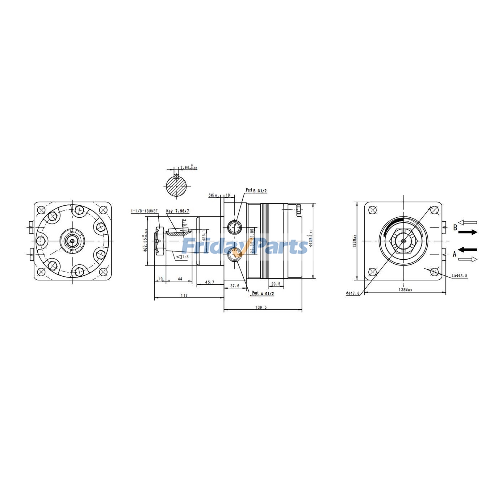 Motor hidráulico de repuesto para Danfoss 636AG00104A Para Danfoss