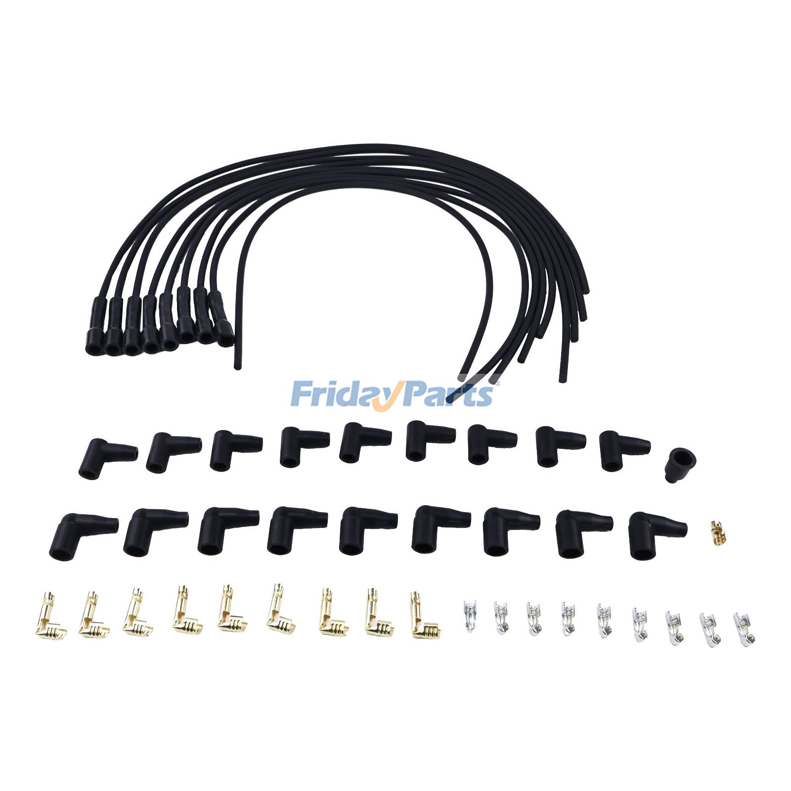 Cable de bujía Taylor de 8 mm y alto rendimiento para posventa, 8 piezas, 50055, universal, V8, funda recta, color negro