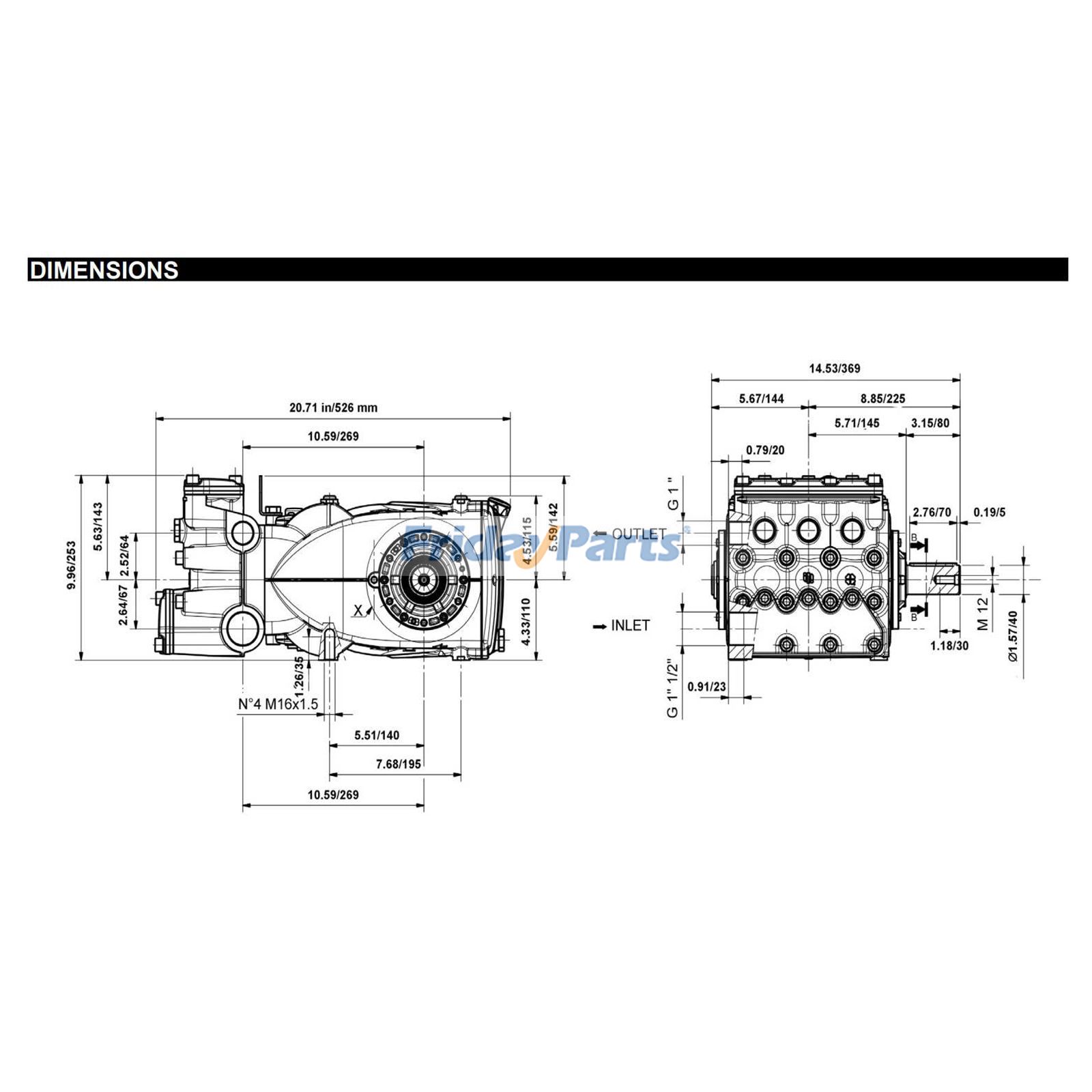 Bomba de hidrolavadora General HTCK4050S de repuesto para equipos industriales Para OTRA MARCA