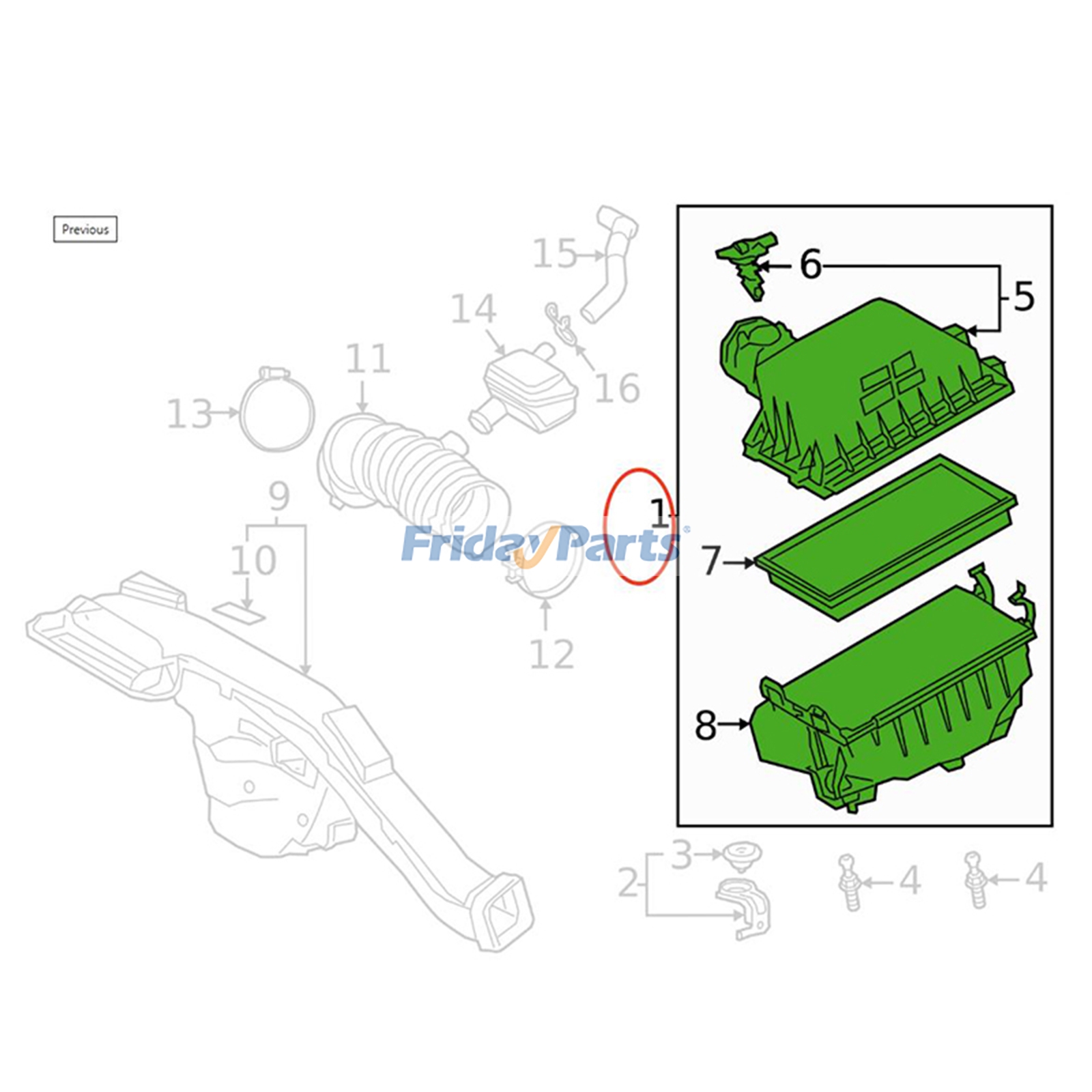 Repuesto Conjunto de filtro de aire 17700-F0410 para Toyota Camry 2025 compatible con Vehículo Para Toyota FridayParts