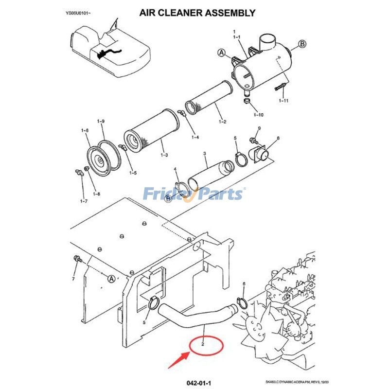 Luftfilterbaugruppe Großer Schlauch LS11P01008P1 für Kobelco Bagger SK480LC SK480LC-6