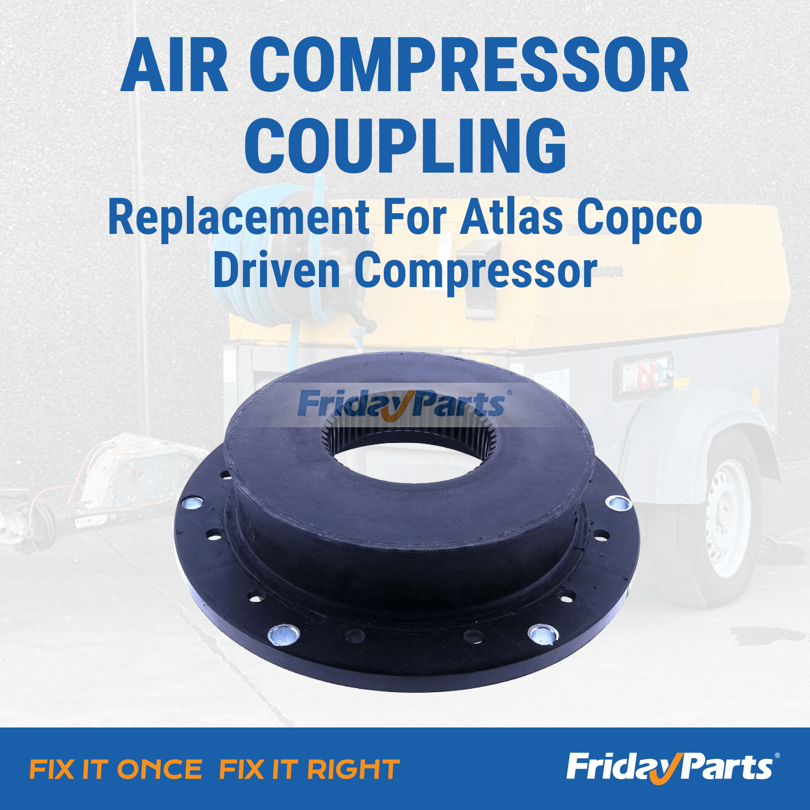 Air Compressor Coupling Installed on Atlas Copco XAS Portable Compressor
