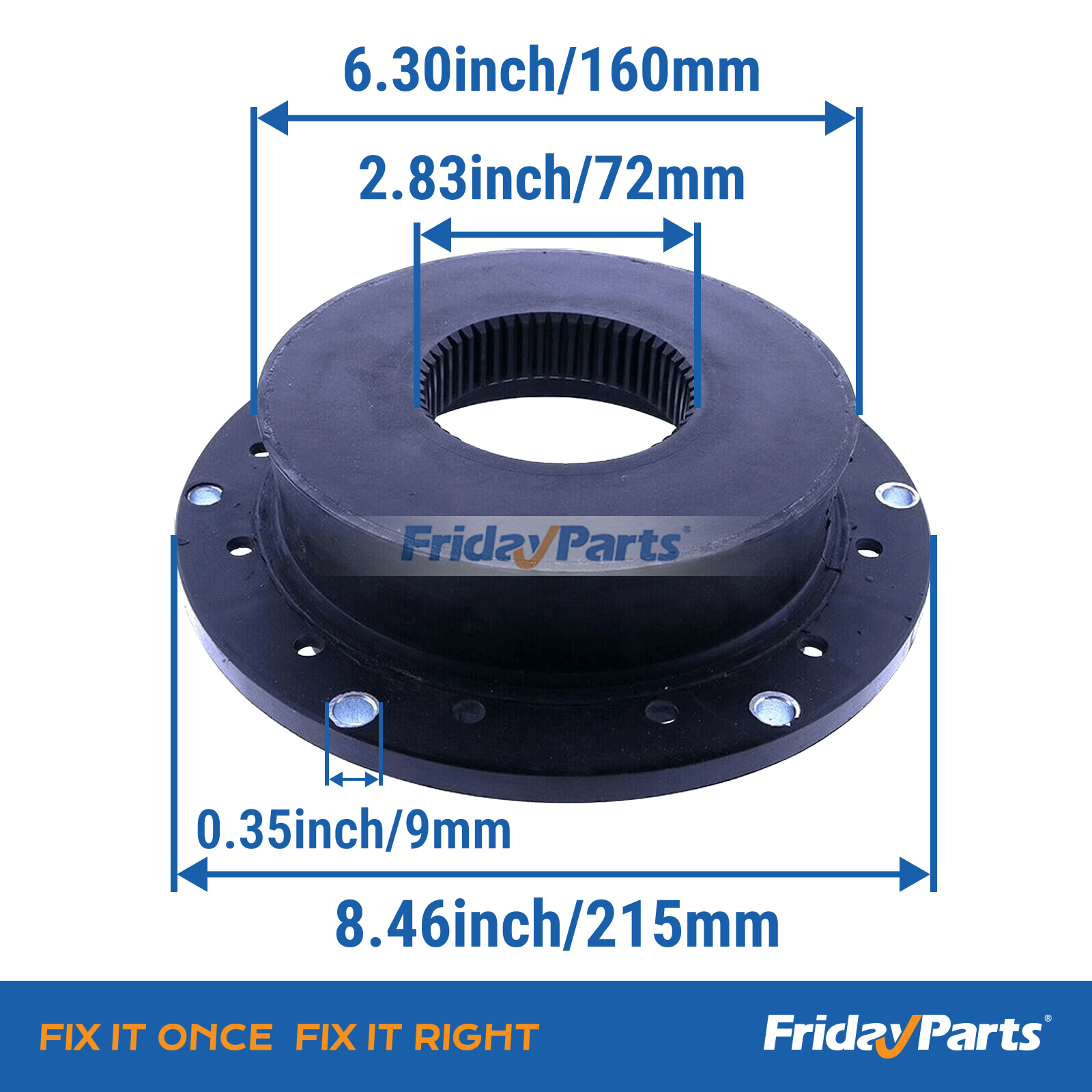 Precision Machined Coupling Bore and Hub Close-Up