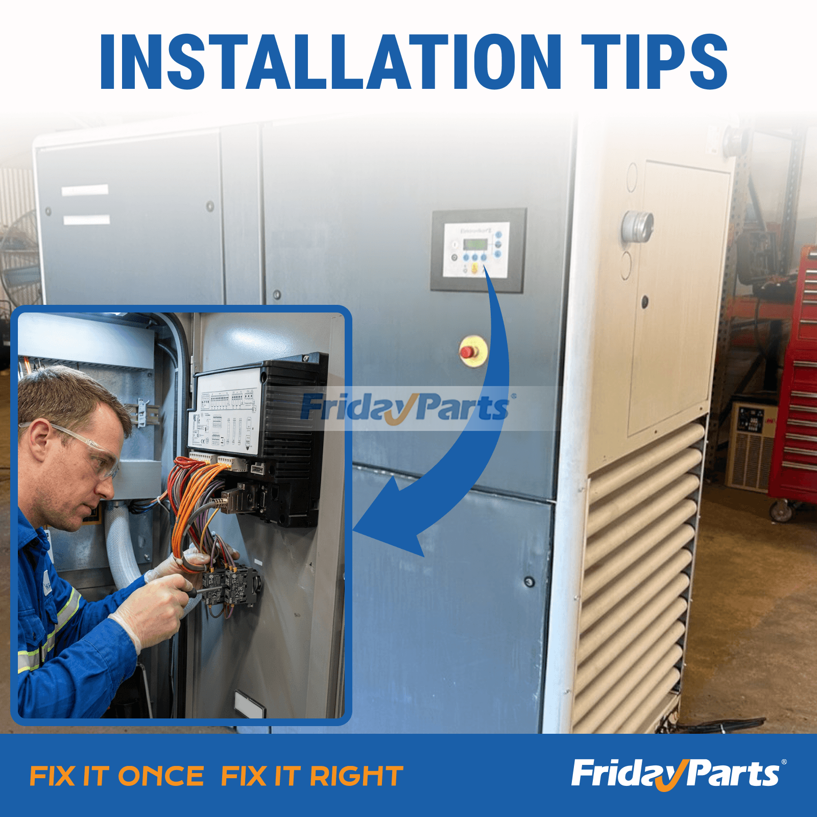 Electronikon controller panel 1900071012 installed in Atlas Copco GA55 GA75 GA22 air compressor