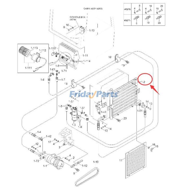 Air Condenser Unit 11M6-54030 for Hyundai Excavator R55-3 R55W-3