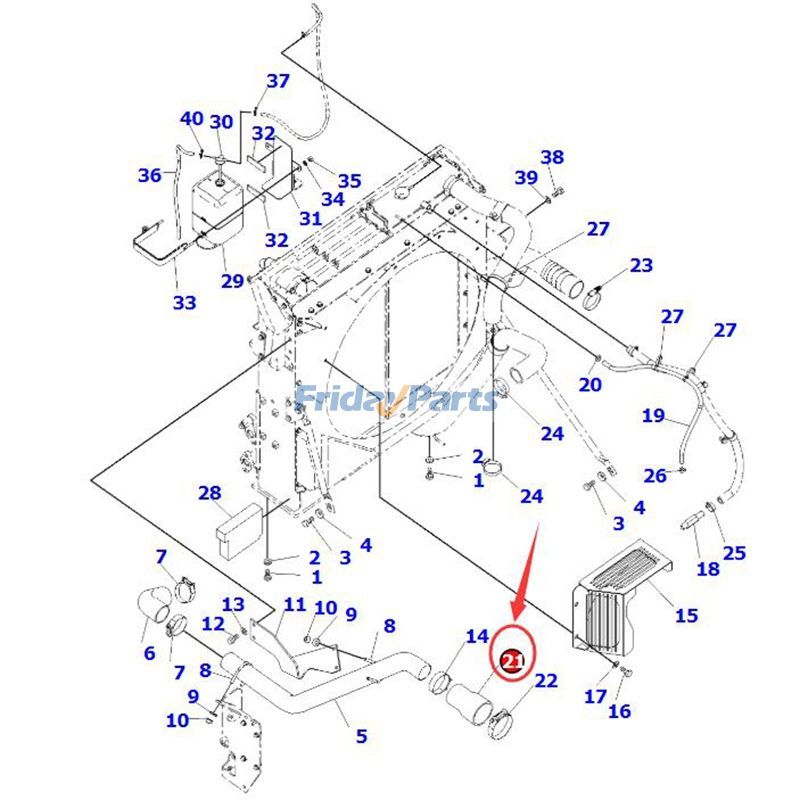 Luftkühlungsschlauch 207-03-76430 für Komatsu PC300-8 PC300HD-8 PC300LC-8 PC350-8 PC350HD-8 PC350LC-8
