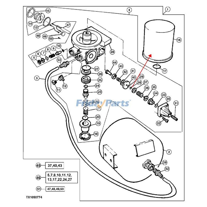 Filtro secador de aire AT411898 AL204884 para motores John Deere 4045 6068 250C 350C 400D 6095MC 6130R 6155R 6250R 7250R 8370R para Motor,Camión todoterreno,Tractor Para JOHN DEERE FridayParts