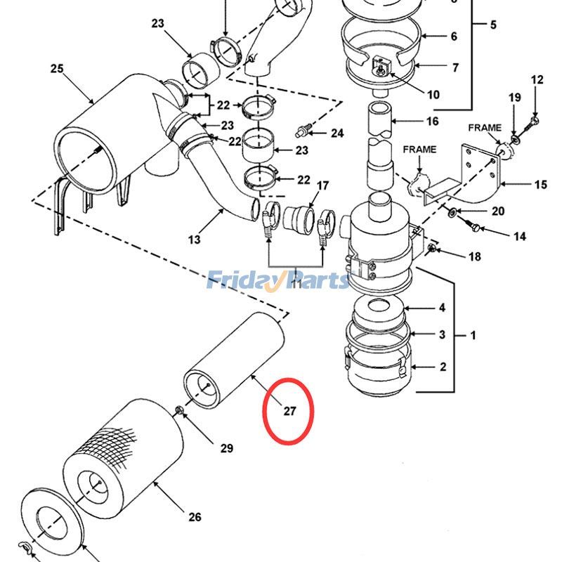 Filtro de aire 82008601 para tractor Ford New Holland 5640 6610S 6640 6810S 7610S 7740 8260 8340 8360 8560