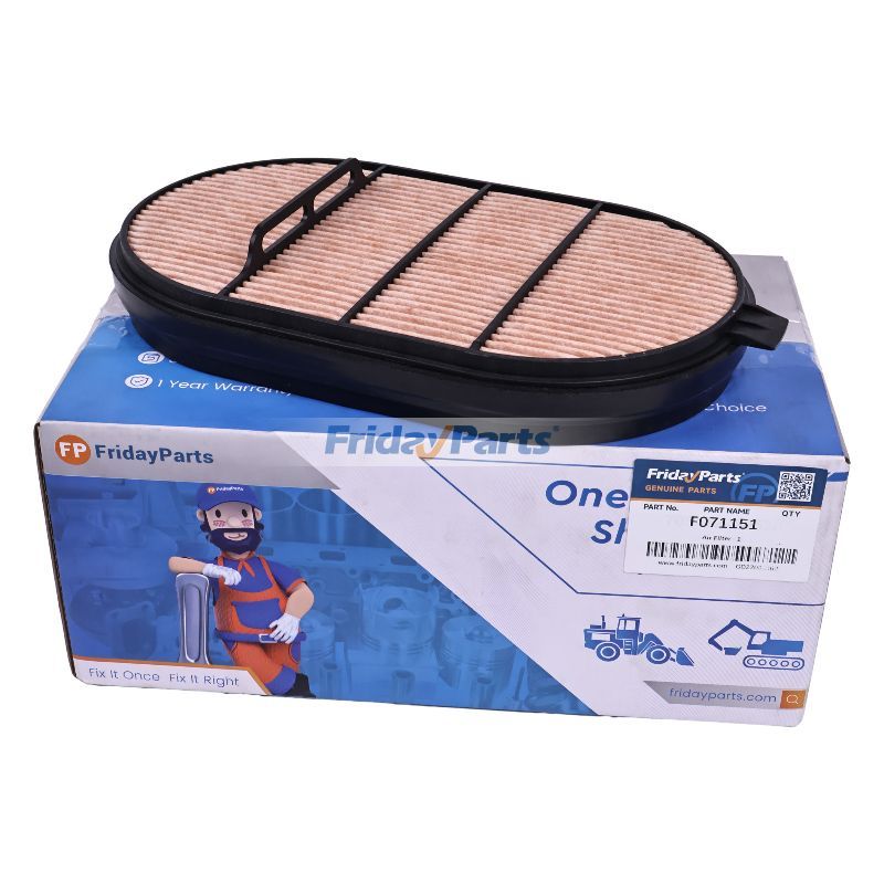 Filtro de aire F071151 para motores John Deere 6068 6090, topadora 750K 850K, cargadora 655K, tractor 7200R 7215R 7230R 7260R 7280R