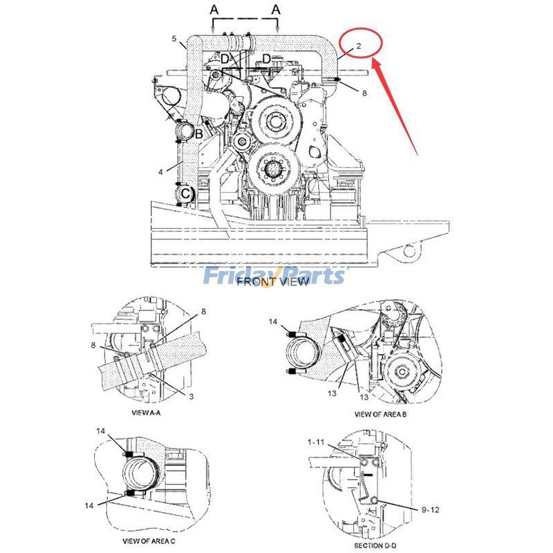 FridayParts Luftschlauchsäule CAT E