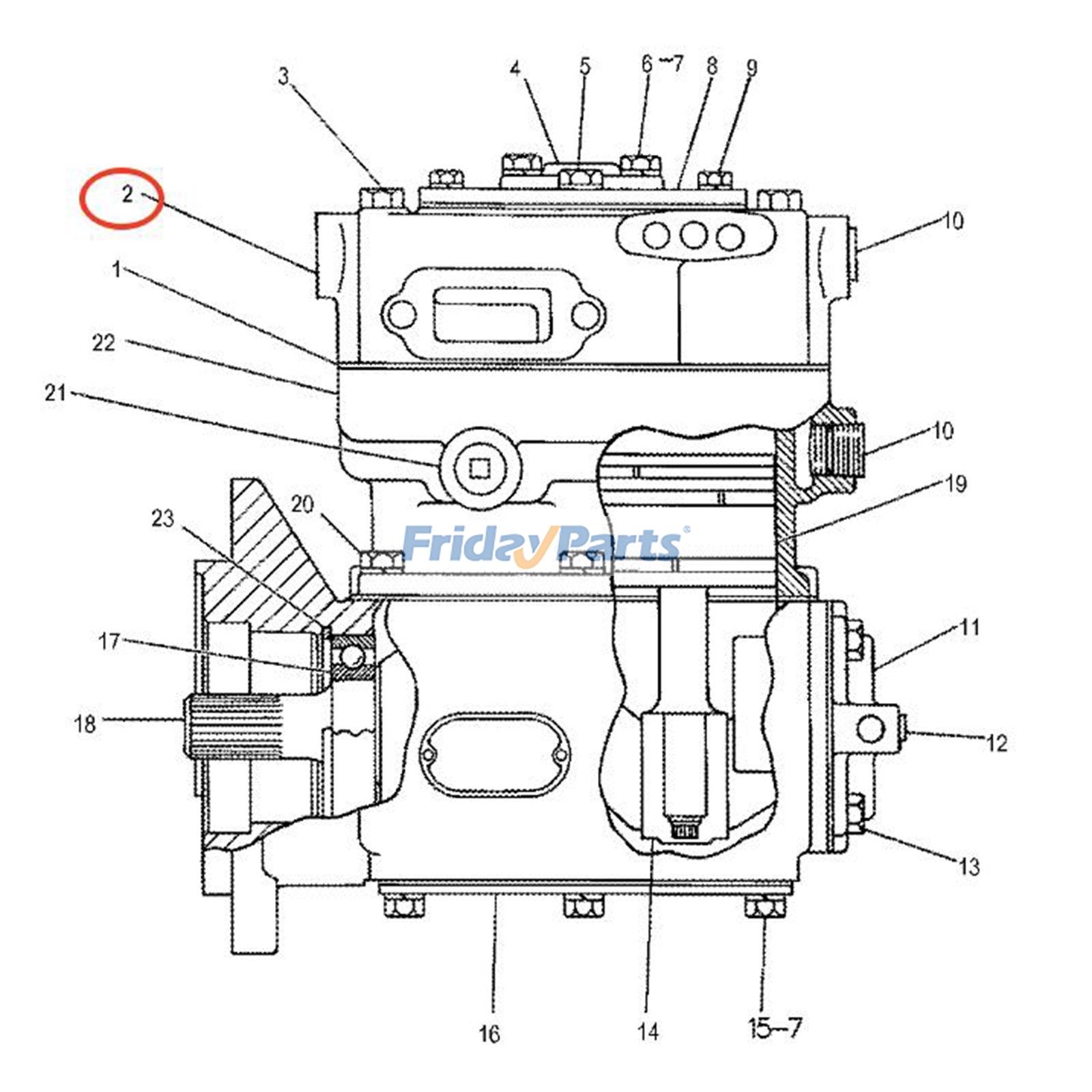 Air Compresspr Head for Compactor,Dozer,Engine,Loader,Motor Grader,Off-Road Truck
