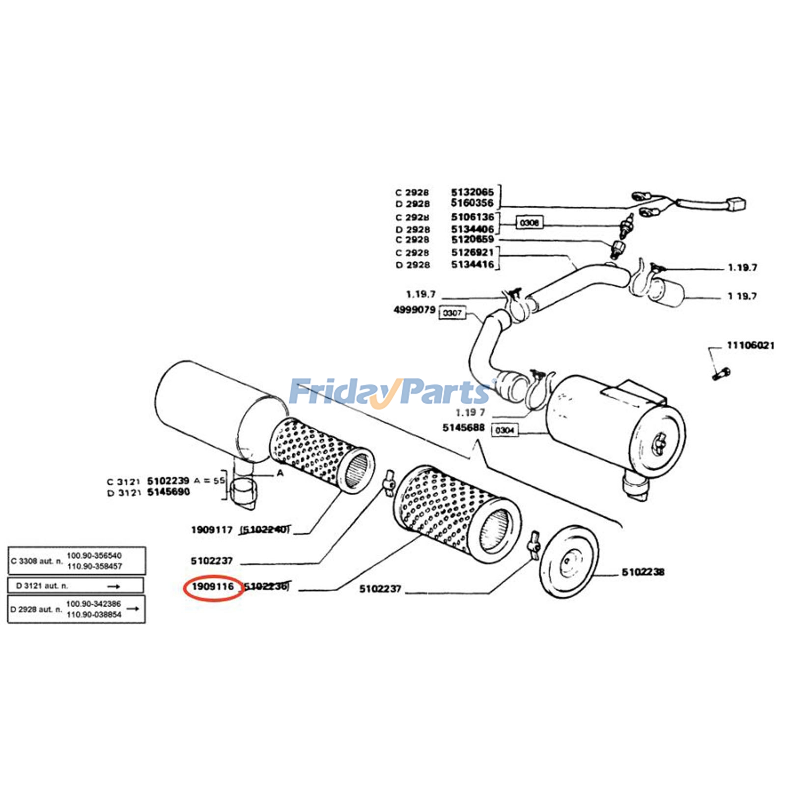 Air Filter 1909116 for New Holland 100S 110S Fiat 85-55 95-55 100-90 110-90 100-90 DT Tractor para Trator