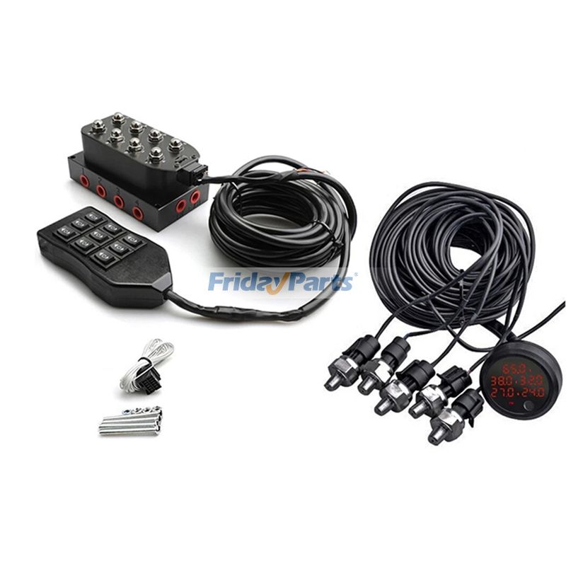 Air Ride Suspension Solenoid Valve & Switch Controller & 5 in 1 Display Pressure Gauge