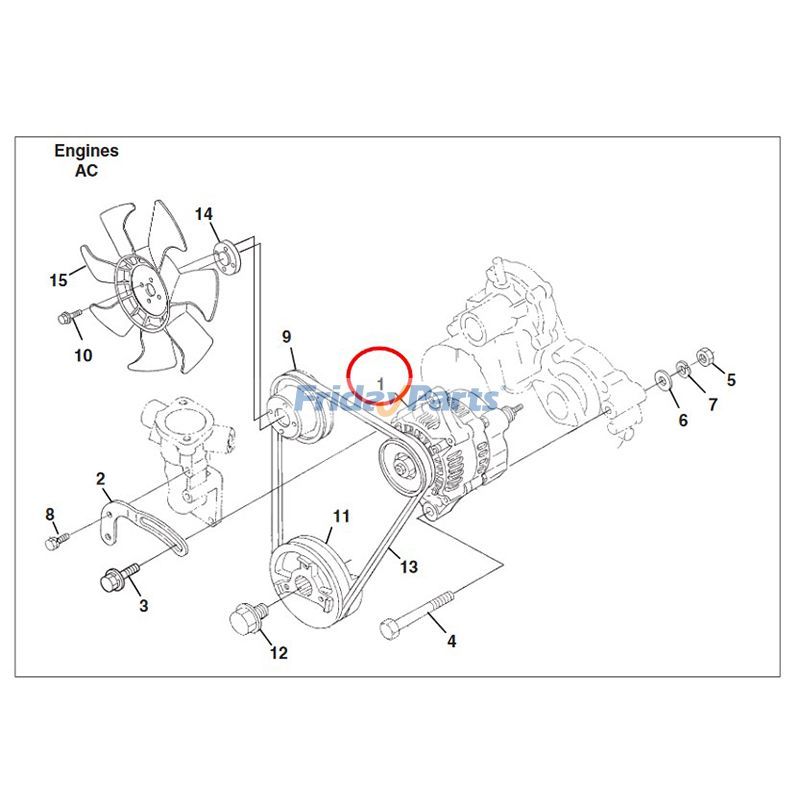 Alternador 2810354 para motor Kubota D1105 D1105-E4B D1105-E4B-TXRN-1 D1105-E4B-TXN-3 Cortadora de césped Jacobsen SLF1880 LF510
