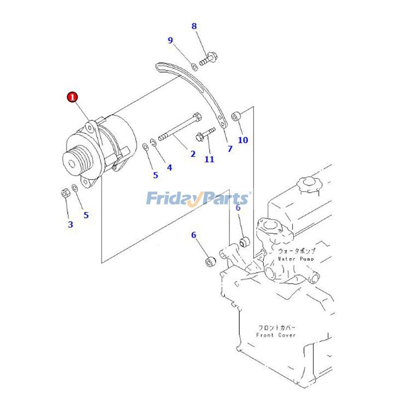 Alternador de 24 V 600-825-3120 para motor Komatsu 6D125-1 S4D95L-1 S6D125E-2 Excavadora PC200-6LC PC400-7 Cargadora WA270-3 WA320-3 para Pala cargadora Para KOMATSU FridayParts