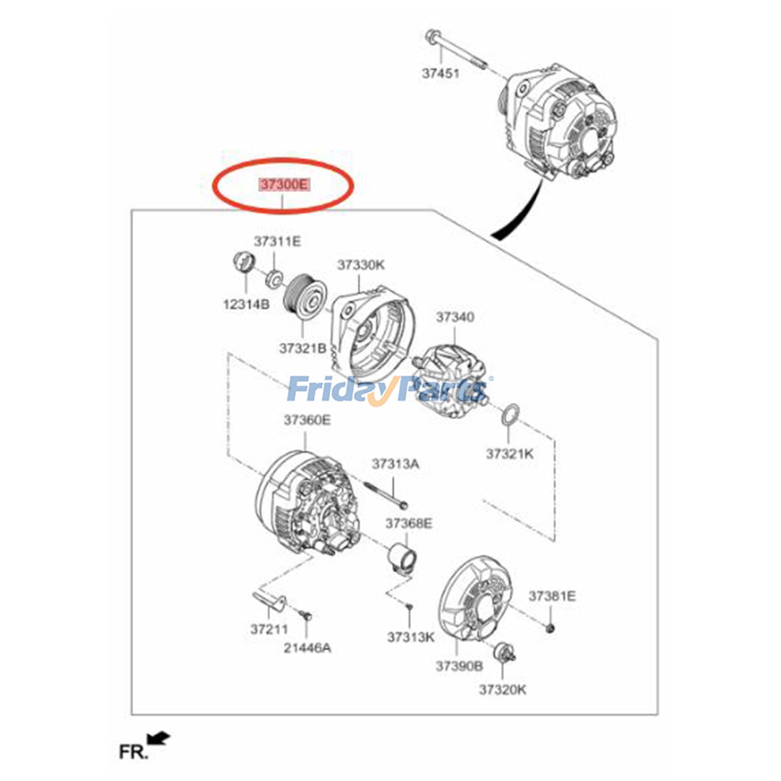 Alternador 37300-2G061 para Hyundai Santa Fe, Sonata, Kia Optima, Sorento y Sportage (2015-2022) Para HYUNDAI,Para Kia