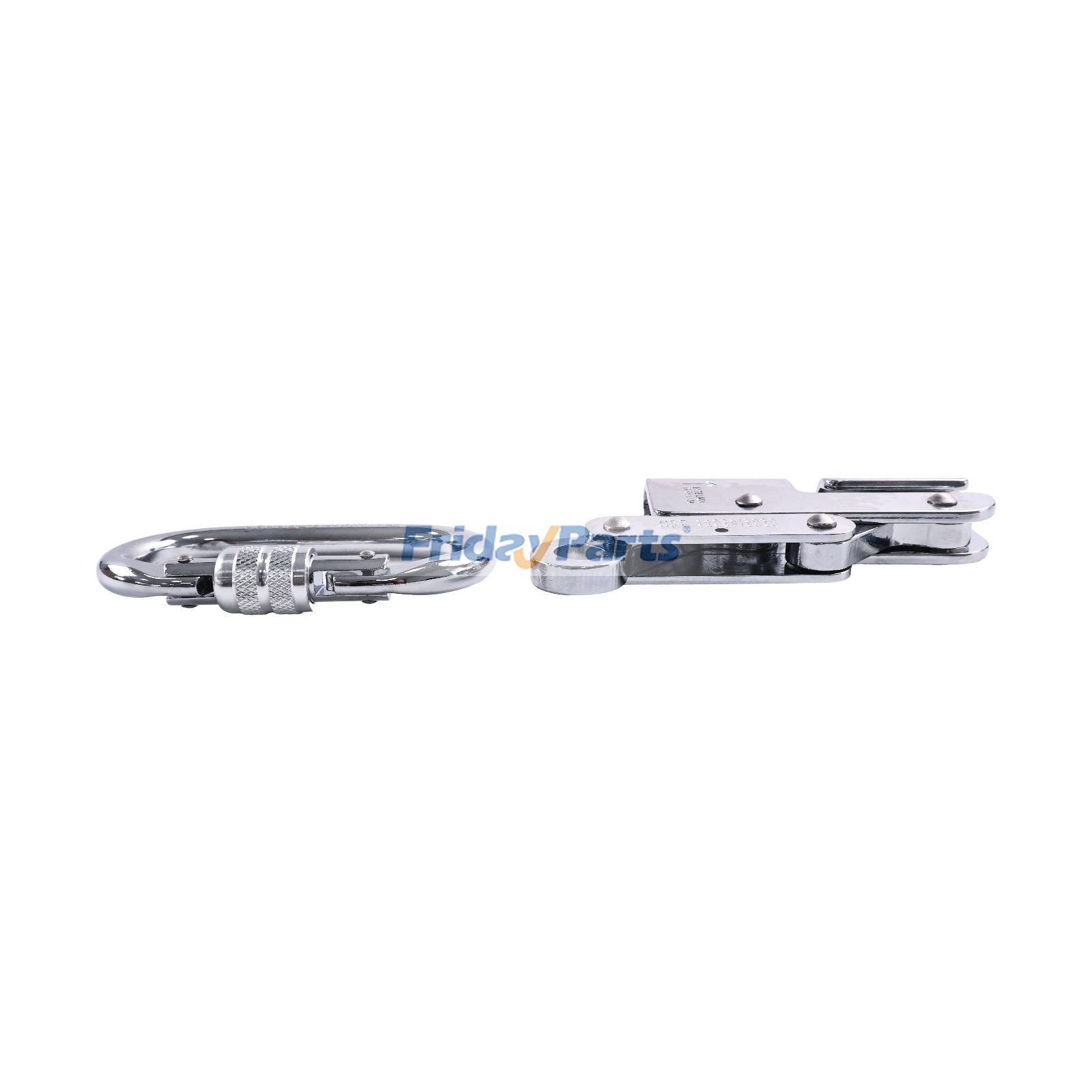 Carro con freno anticaída y mosquetón para cable de acero de 3/8" de diámetro.