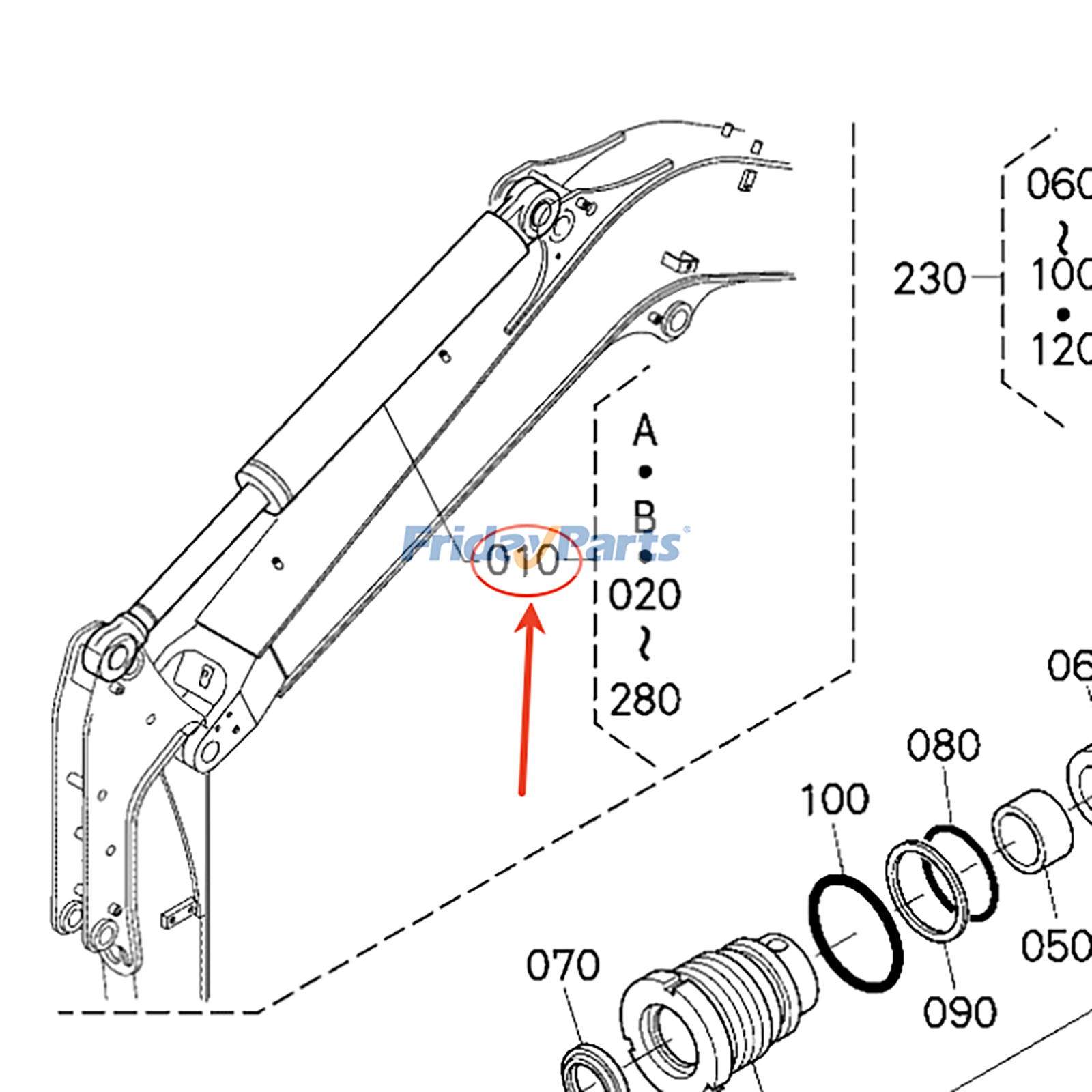Arm Cylinder Assembly for Excavator