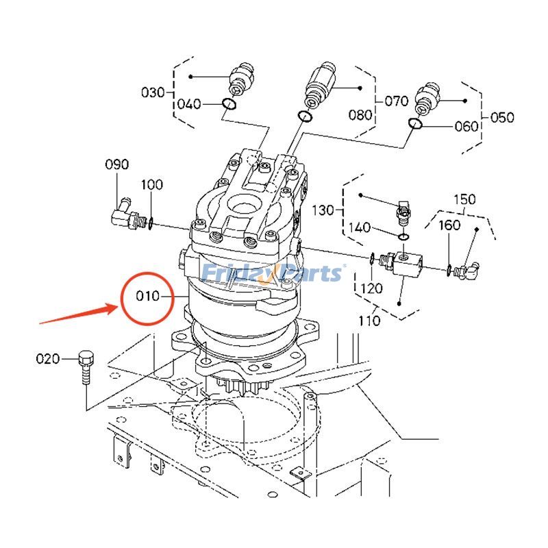 Assembly Motor Swivel RD55161704 for Kubota Excavator KX057
