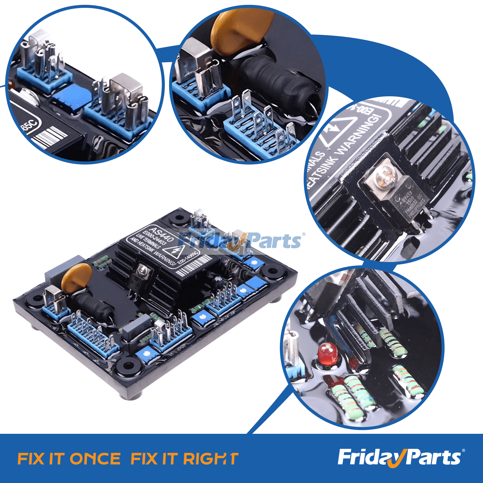 Módulo regulador automático de tensão AVR AS440 se adapta ao gerador Genset FridayParts