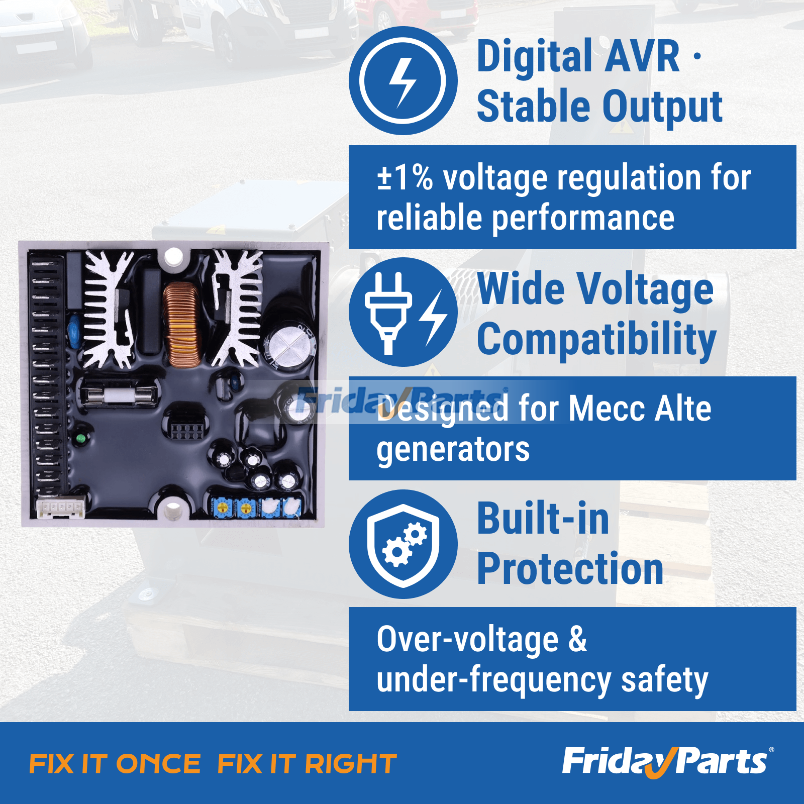 AVR DSR A6762/04 A6762/05 para generador Meccalte de FridayParts