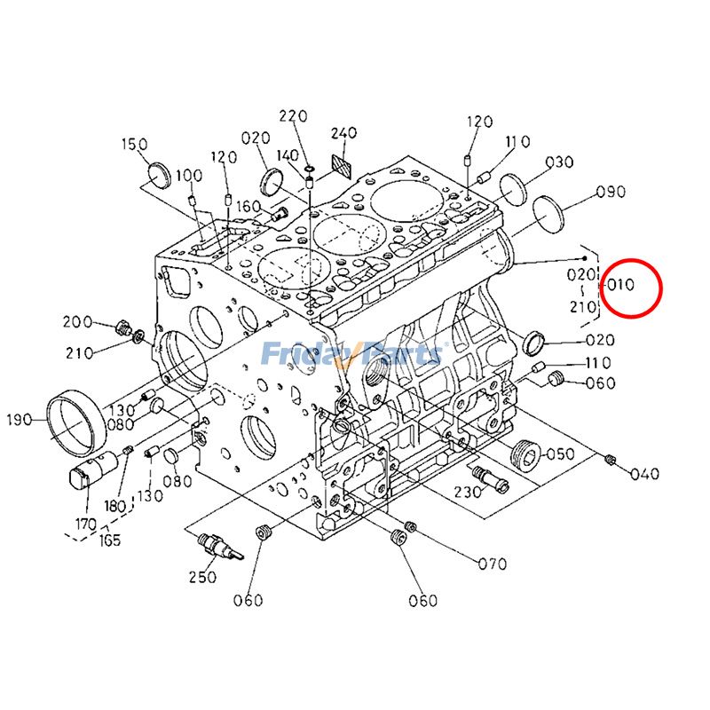 Bloque de cilindros desnudo 16261-01010 16261-01014 16261-01012 para motor Kubota D1105 Cortadora de césped F2400 FZ2400 Para KUBOTA